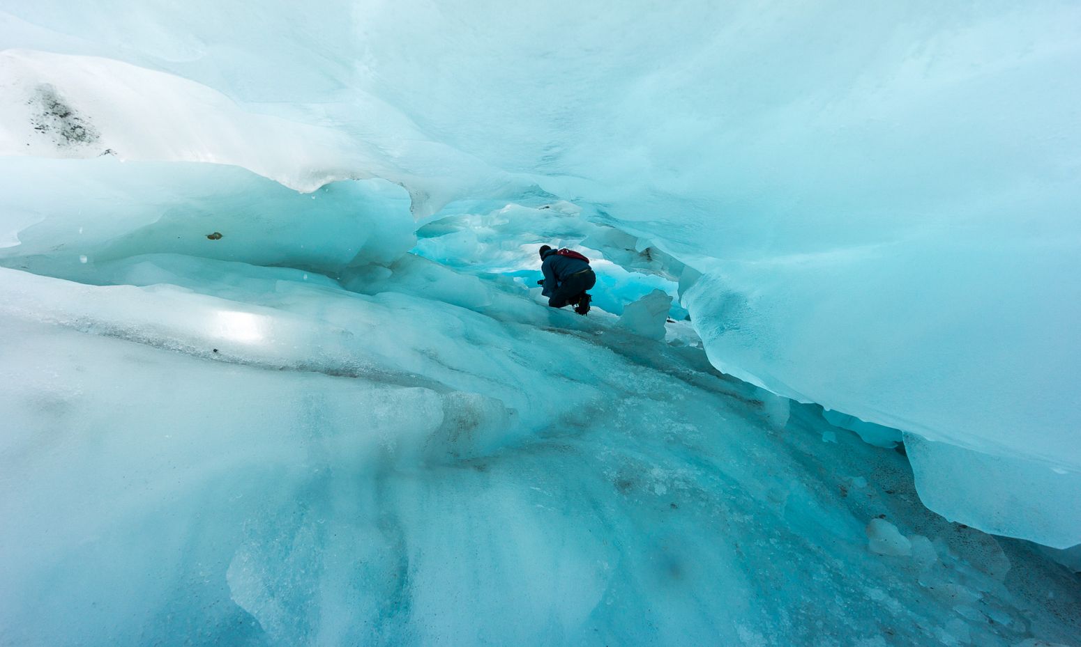 Ice tunnel on Franz Josef Glacier, Westland NP, New Zealand